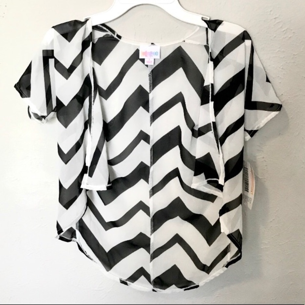 LuLaRoe Black & White Bianka Kimono Cover-up, 2-4T
